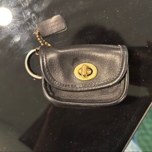 Coach Black Leather Keychain Pouch - vintage Rare